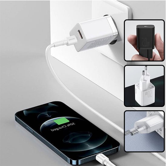 chargeur usb c plug in branchement mural blanc