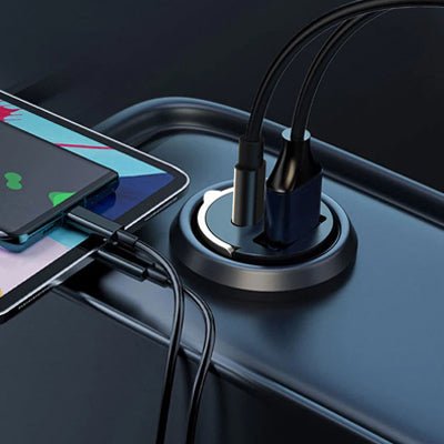 chargeur usb c pullring allume cigare noir charge rapide discret