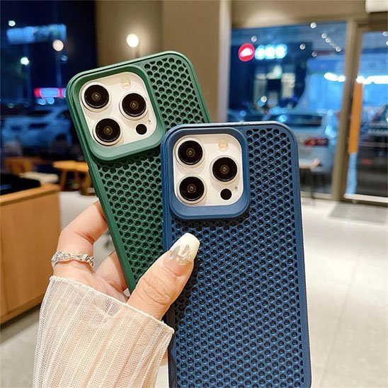 coque iphone 13 honeycomb shield bleu vert