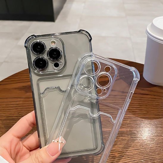 coque iphone 13 clearguard pro porte photo claire noirci