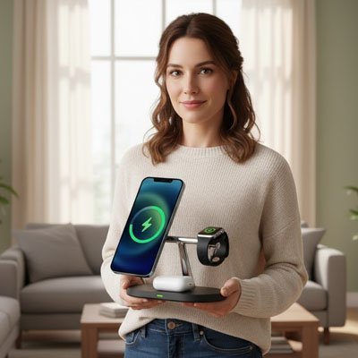 station de charge PowerLife bureau noir multicharge