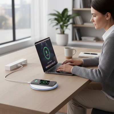 chargeur induction Ultra Rapide blanc sans fils