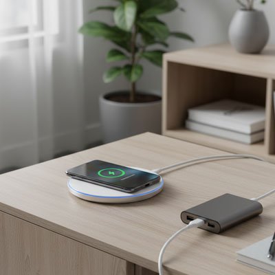 chargeur induction Ultra Rapide sans fils compact blanc