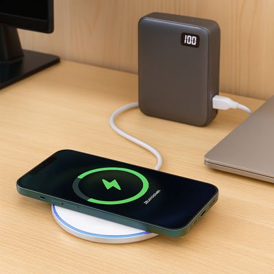 chargeur induction Ultra Rapide blanc sans fils compact