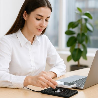 chargeur induction Ultrarapide noir bureau