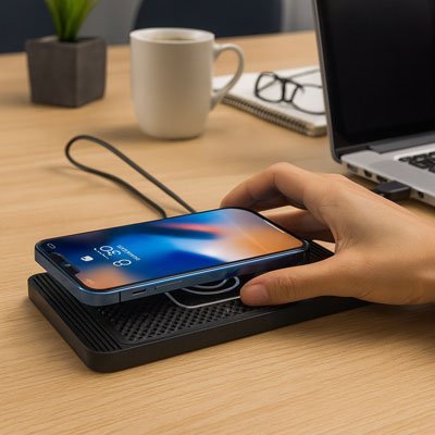 chargeur induction Ultrarapide noir  compact bureau