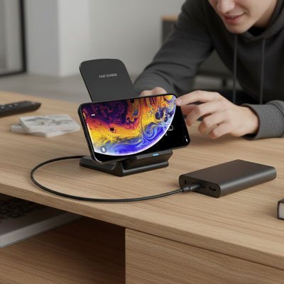 chargeur sans fil UltraSpeed bureau compact noir