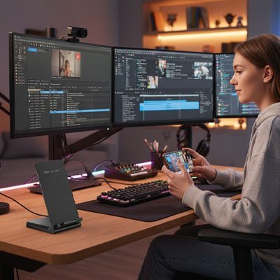 chargeur sans fil UltraSpeed noir bureau