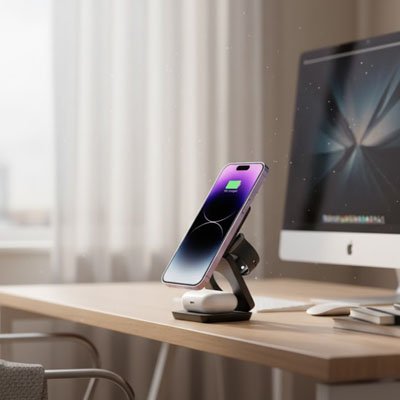 chargeur sans fil Ultra Rapide noir multifonction bureau