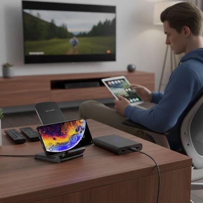 chargeur sans fil UltraSpeed noir compact bureau