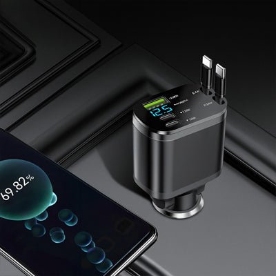 chargeur usb c angulaire noir allume cigare charge rapide duo