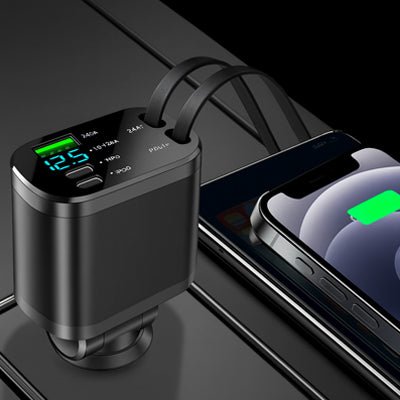 chargeur usb c angulaire noir allume cigare charge rapide