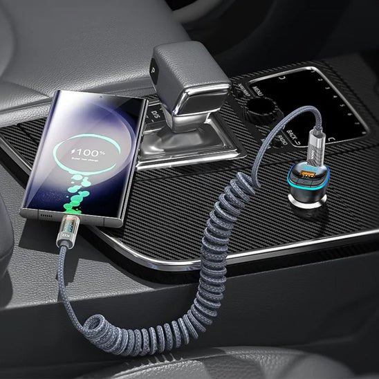 chargeur usb c bluetooth voiture noir allume cigare rapide