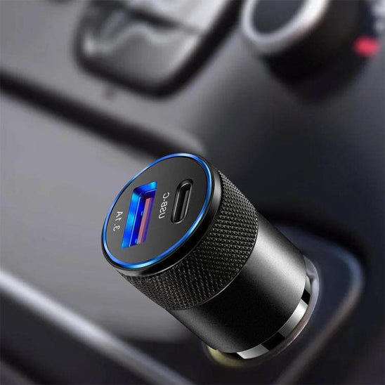 chargeur usb c duel charge voiture noir discret