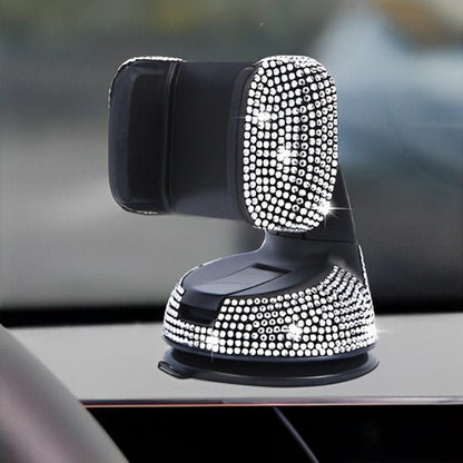 support telephone voiture cristal 360 argent