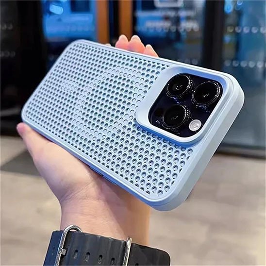 coque iphone 13 honeycomb shield bleu claire