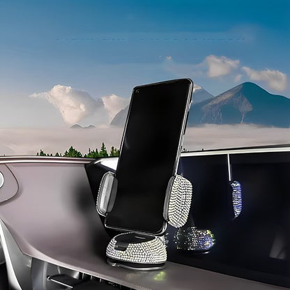 support telephone voiture cristal 360 argent tableau bord