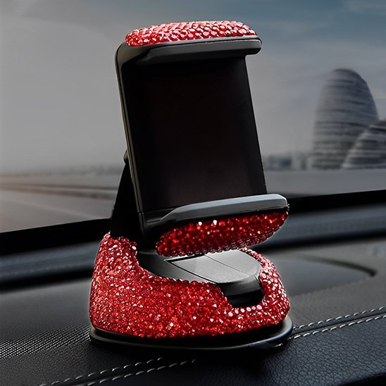 support telephone voiture cristal 360 rouge