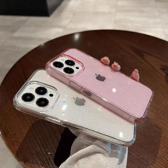 coque iphone 13 glimmer flexible claire rose