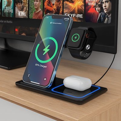 station de charge 3 en 1 MultiConnect noir