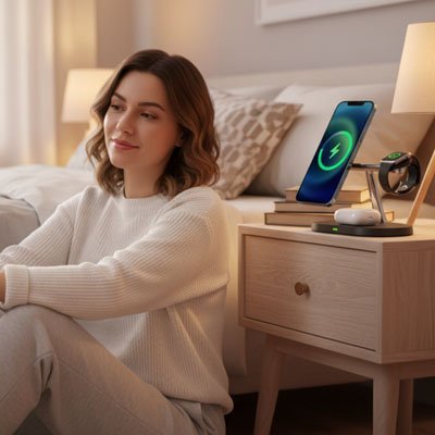 station de charge PowerLife bureau multicharge noir