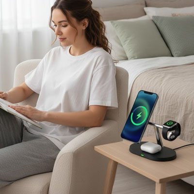 station de charge PowerLife noir bureau