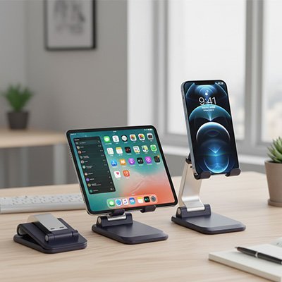 support telephone Ergonomic noir pliable