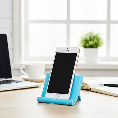 support telephone Ergonomic Bureau bleu verticale