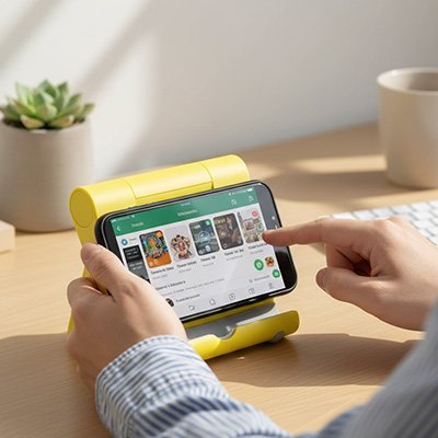 support telephone Ergonomic Bureau jaune horizontale