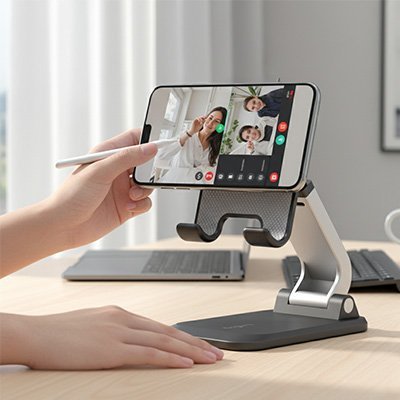 support telephone Ergonomic noir horizontale