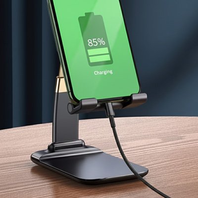 support telephone Ergonomic noir espace branchement