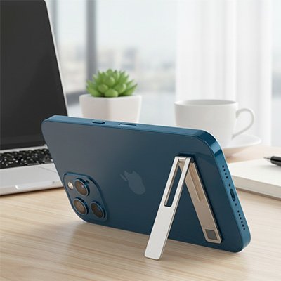 support telephone Ajustable bureau argent horizontale