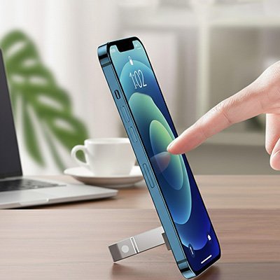 support telephone Ajustable bureau verticale argent