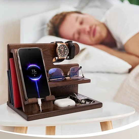 support telephone Ergowood bois cle montre lunette portefeuille 