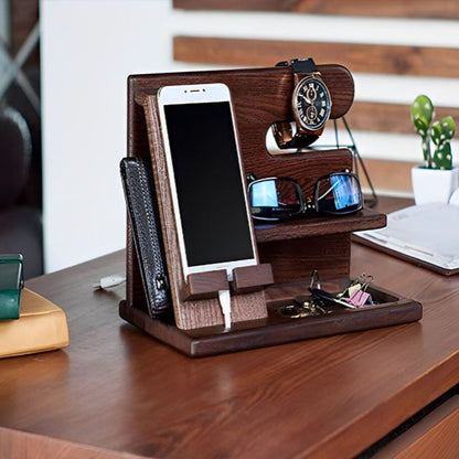 support telephone Ergowood bois  montre lunette portefeuille 