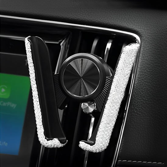 support telephone voiture elegance airvent macheoires bling cristaux blancs