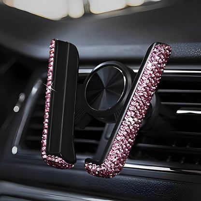 support telephone voiture elegance fixation airvent macheoires cristaux rose